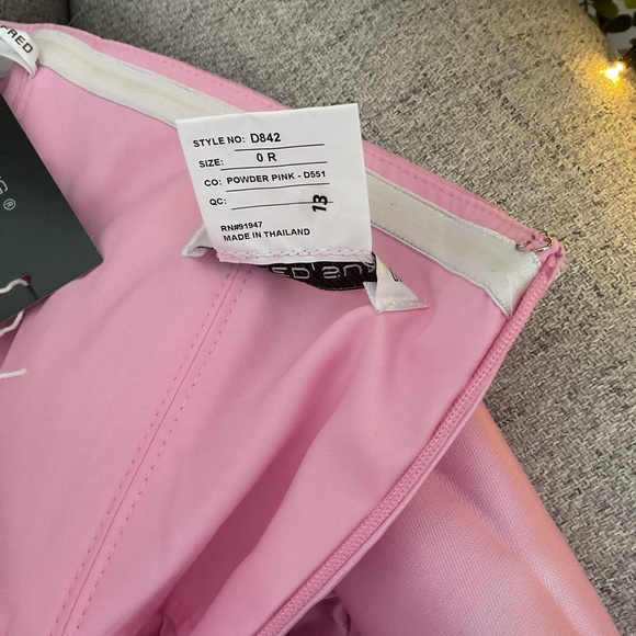 ALFRED SUNG Strapless A-Line Modern Bow Pockets Satin Pink Maxi Dress NWT size 0 - Picture 14 of 15